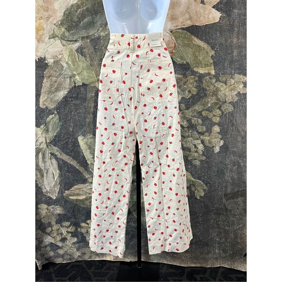 Anthropologie The Colette Cropped Wide-Leg Trousers by Maeve: Printed Linen Edit - Picture 8 of 10